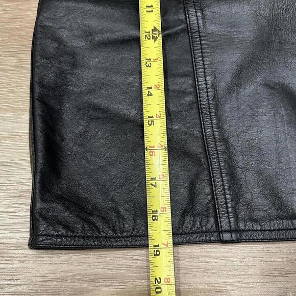 Black Leather Mini Skirt 3/4 100% Lined Snap Zip Genuine Leather Biker Goth - Picture 13 of 15